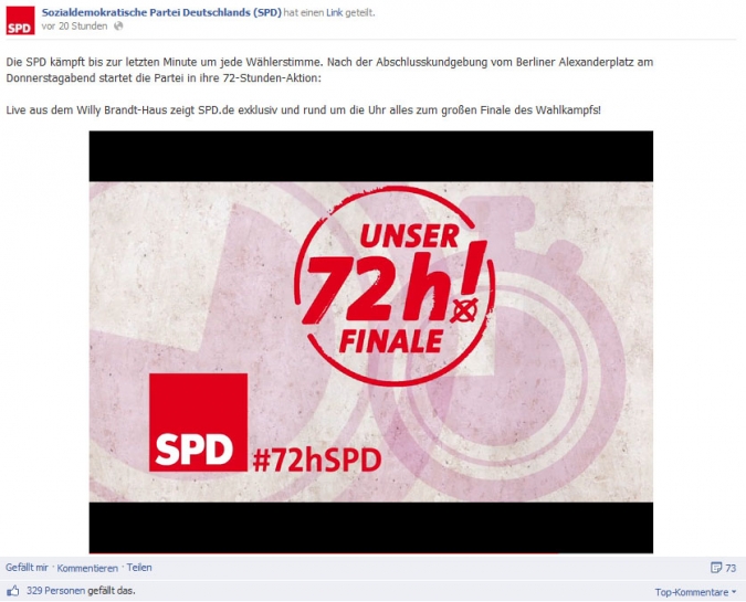 Facebook Page Analyse Parteien Wahlkampf 2013 Anzahl Fanwachstum spd