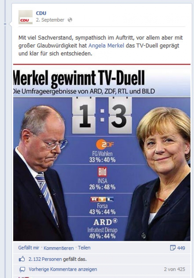 Page Analyse Parteien Wahlkampf 2013 Anzahl Fanwachstum cdu