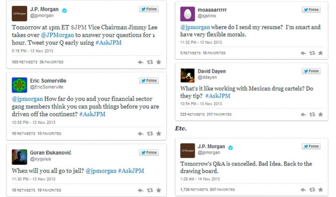 Social Media Fails 2013 JP Morgan Fail