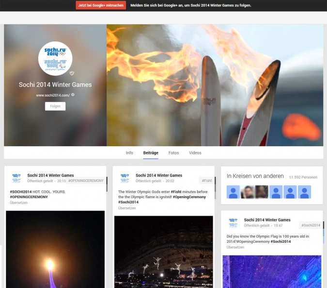 Die Olympischen Winterspiele in Sotschi 2014 und Social Media – Sotschi Google Site zu den Olympischen Winterspielen