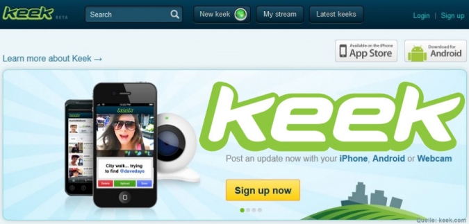 Das neue Social Video Network Keek - Startbild